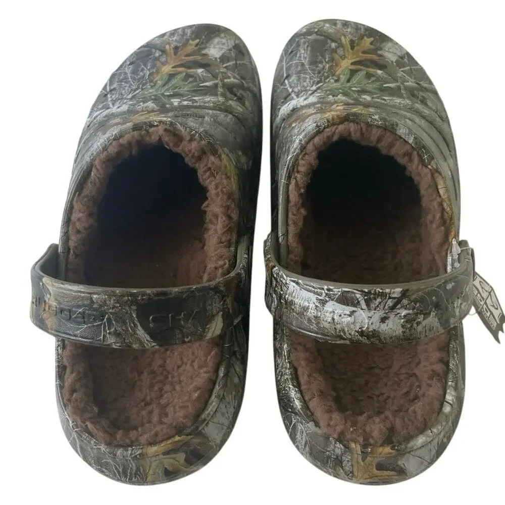 REAL TREE CLOGS SHERPA LINE‎ SHOES CAMOUFLAGE SZ 8 RUGGED SHARK HUNTING ARMY OAK
